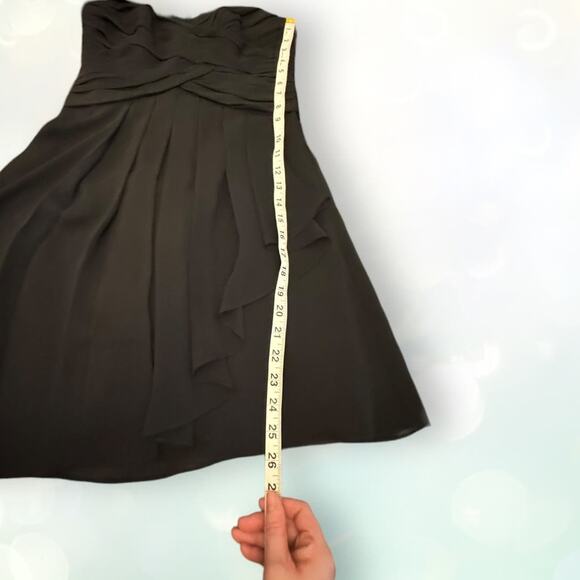 David's Bridal Black Formal Mini Faux Wrap Strapless Dress Size 2 - Picture 2 of 9